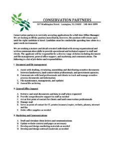 Office Manager Job Description - Conservation Partners, LLC